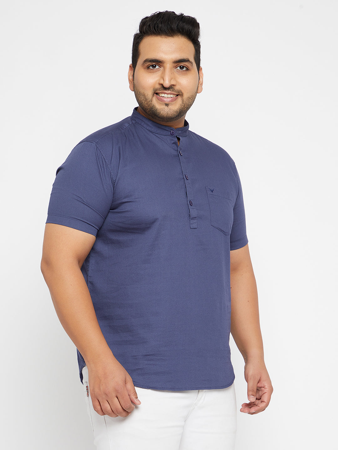 Men Solid Blue Straight Kurta