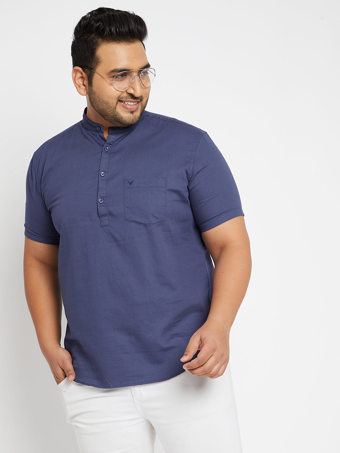 Men Solid Blue Straight Kurta