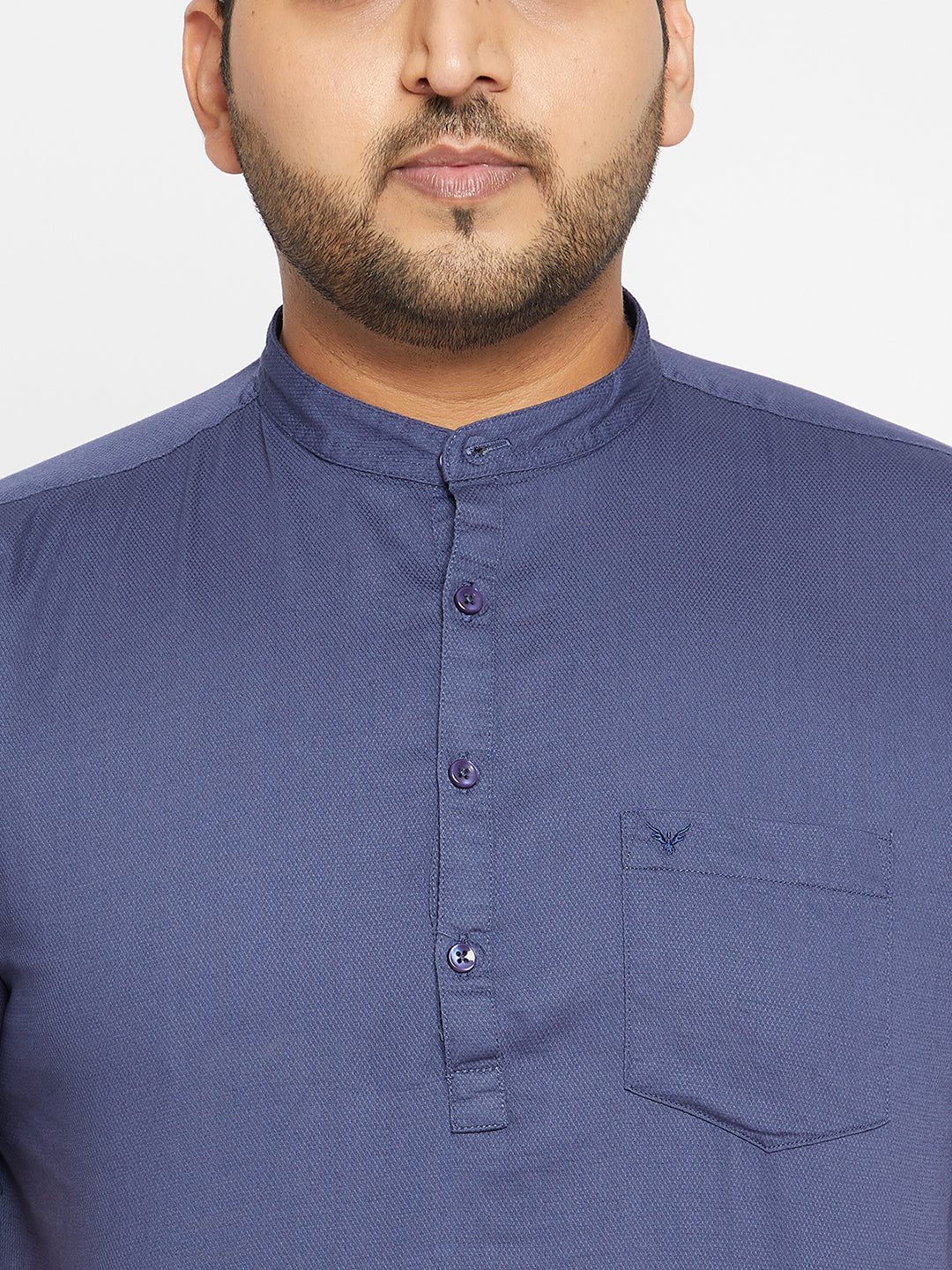 Men Solid Blue Straight Kurta