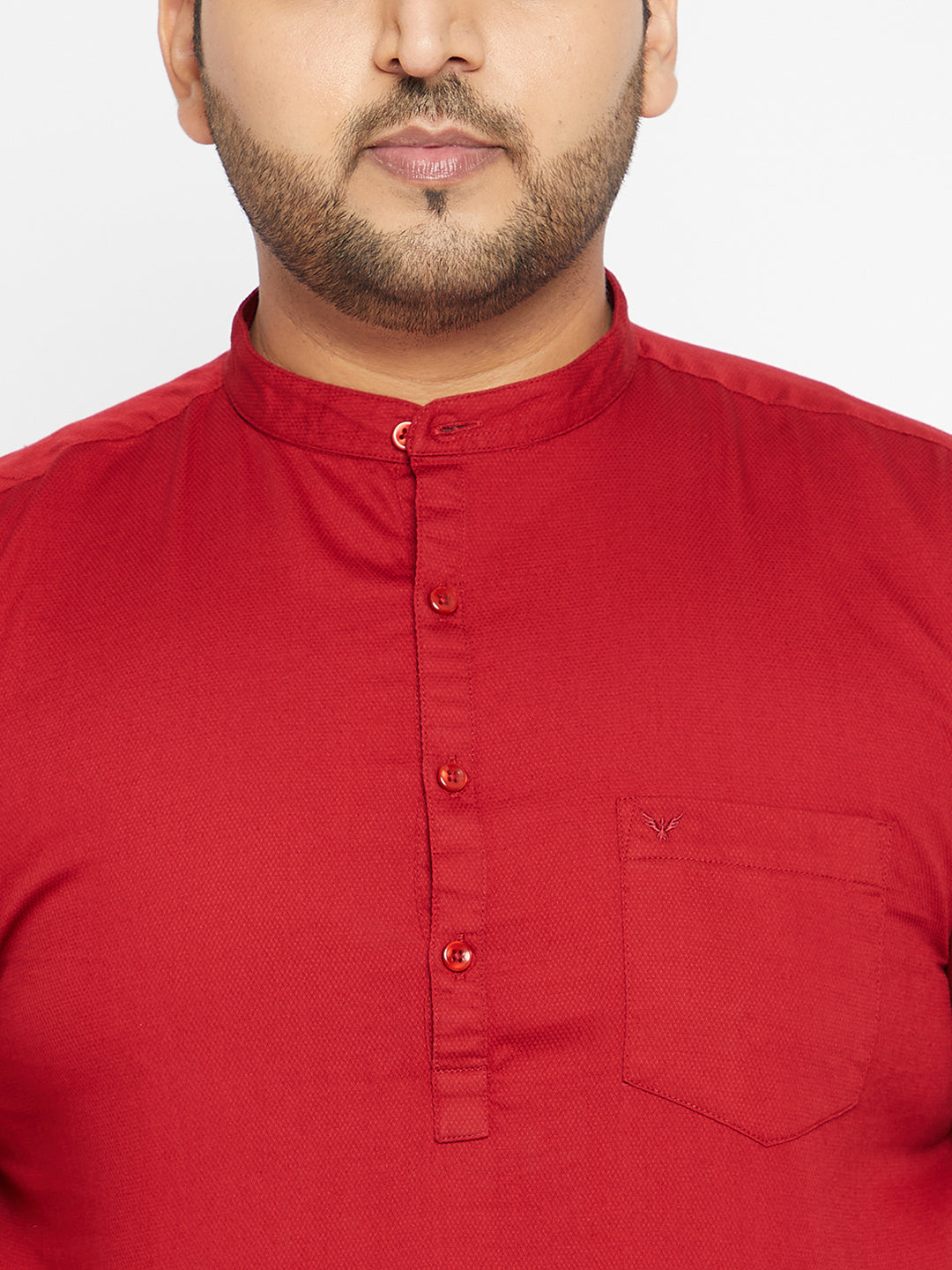 Men Solid Red Straight Kurta