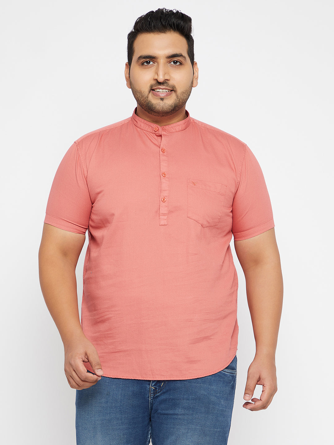 Men Solid Pink Straight Kurta