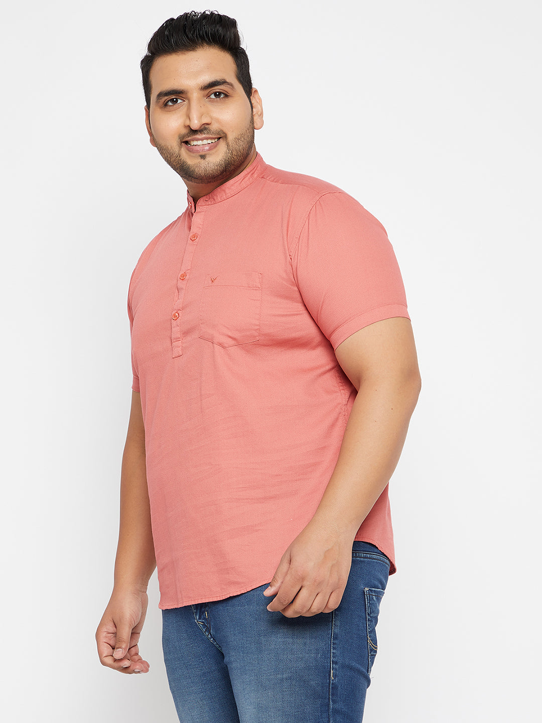 Men Solid Pink Straight Kurta