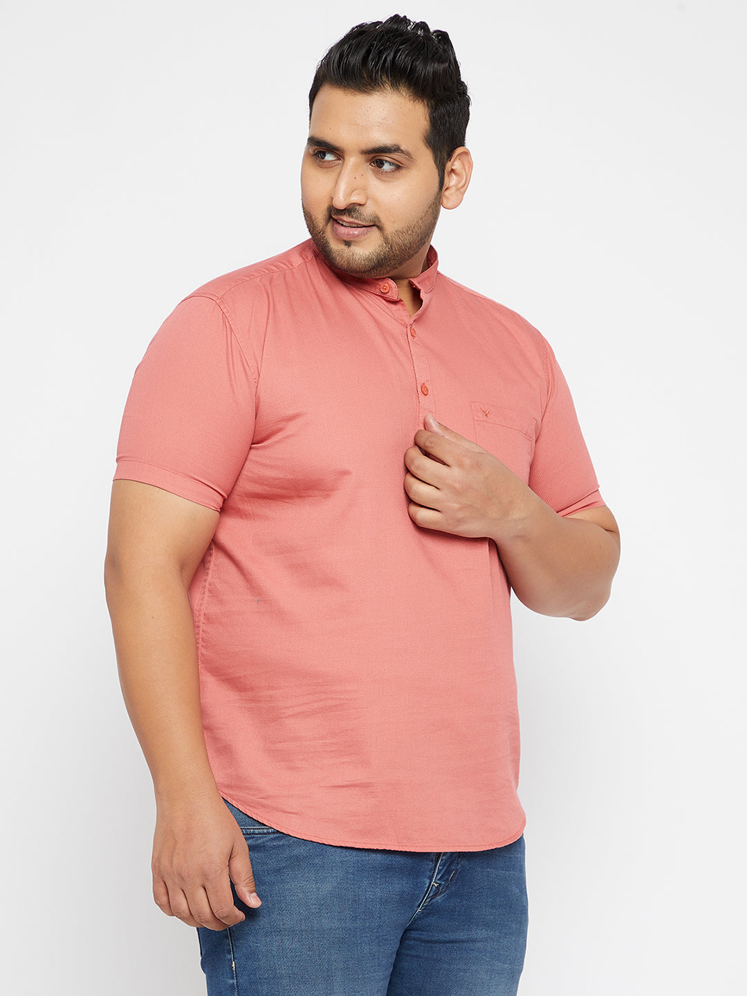 Men Solid Pink Straight Kurta