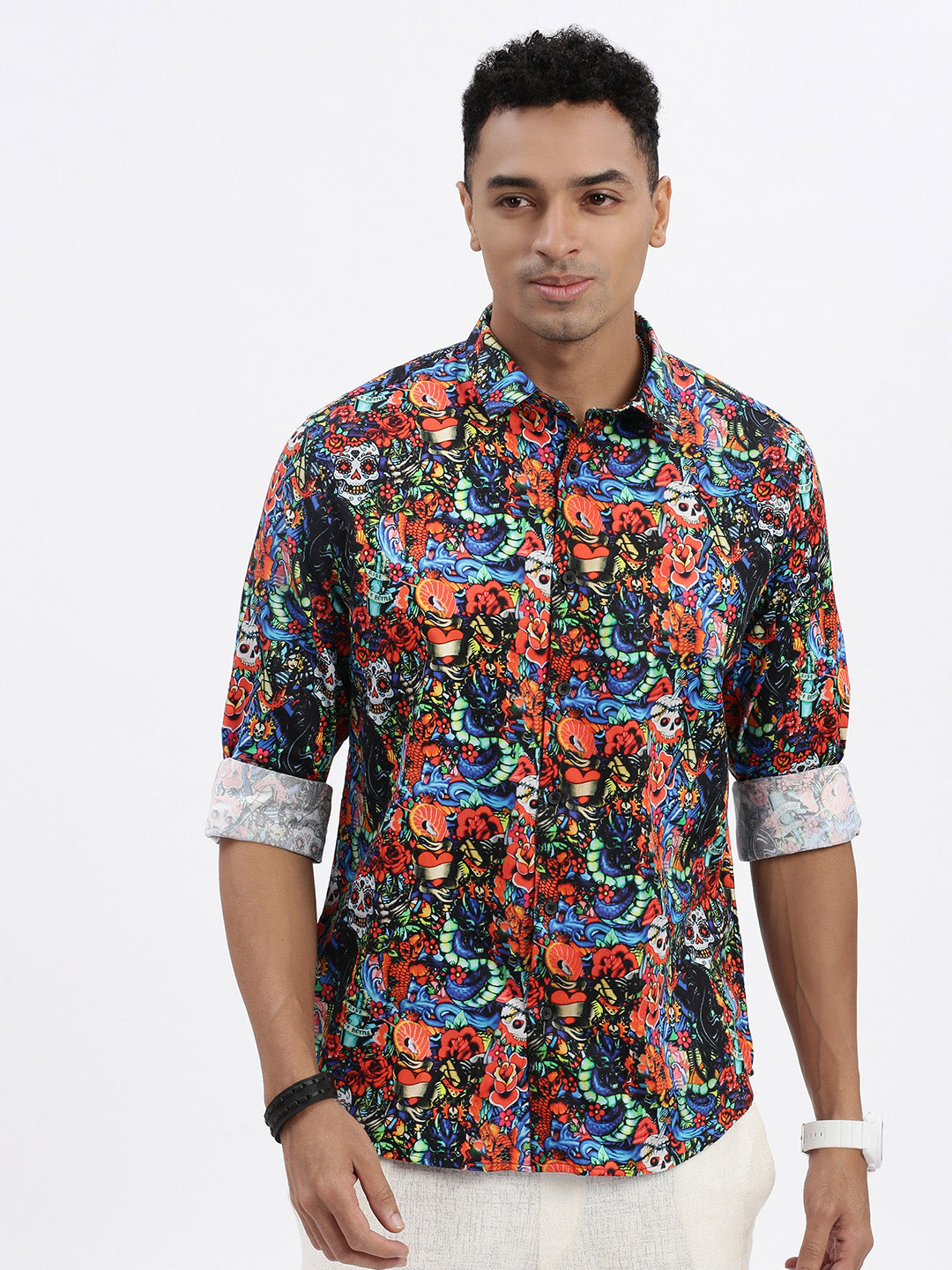 Men Multi Abstract Slim Fit Shirt