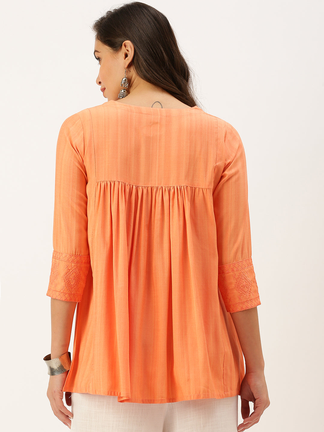 Women's Orange A-Line Kurti