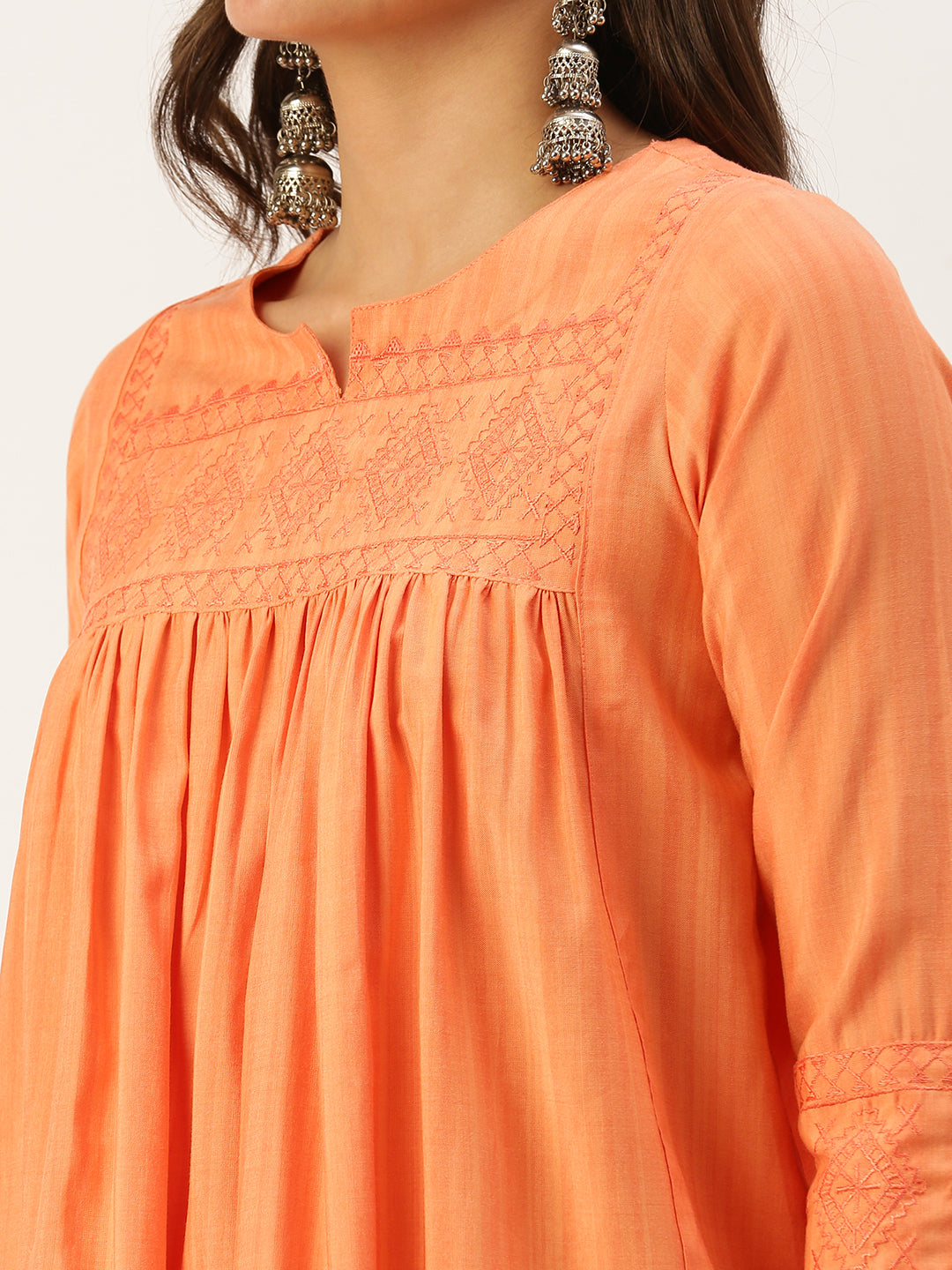 Women's Orange A-Line Kurti