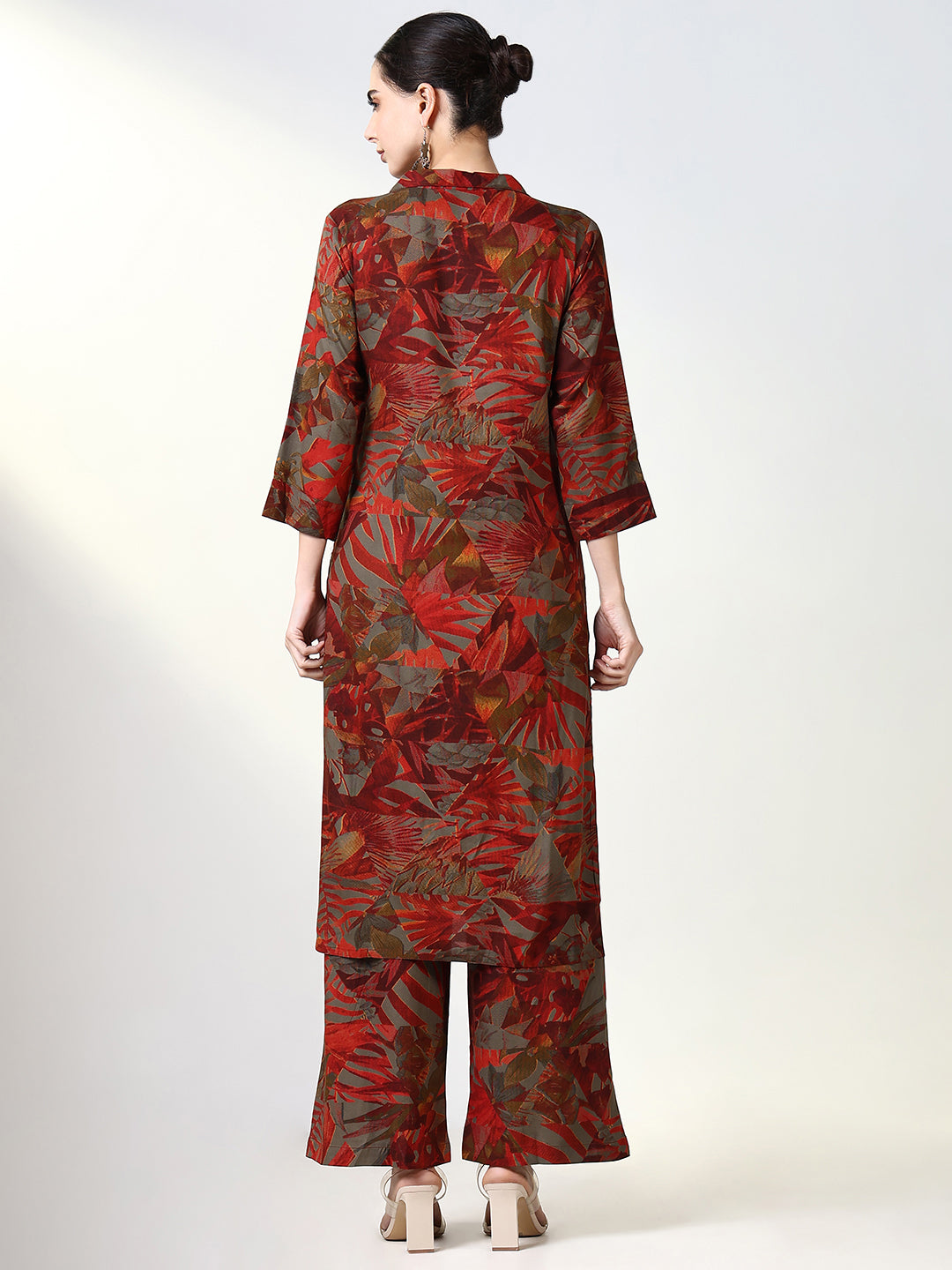 Women Floral Rust A Line Kurta Set