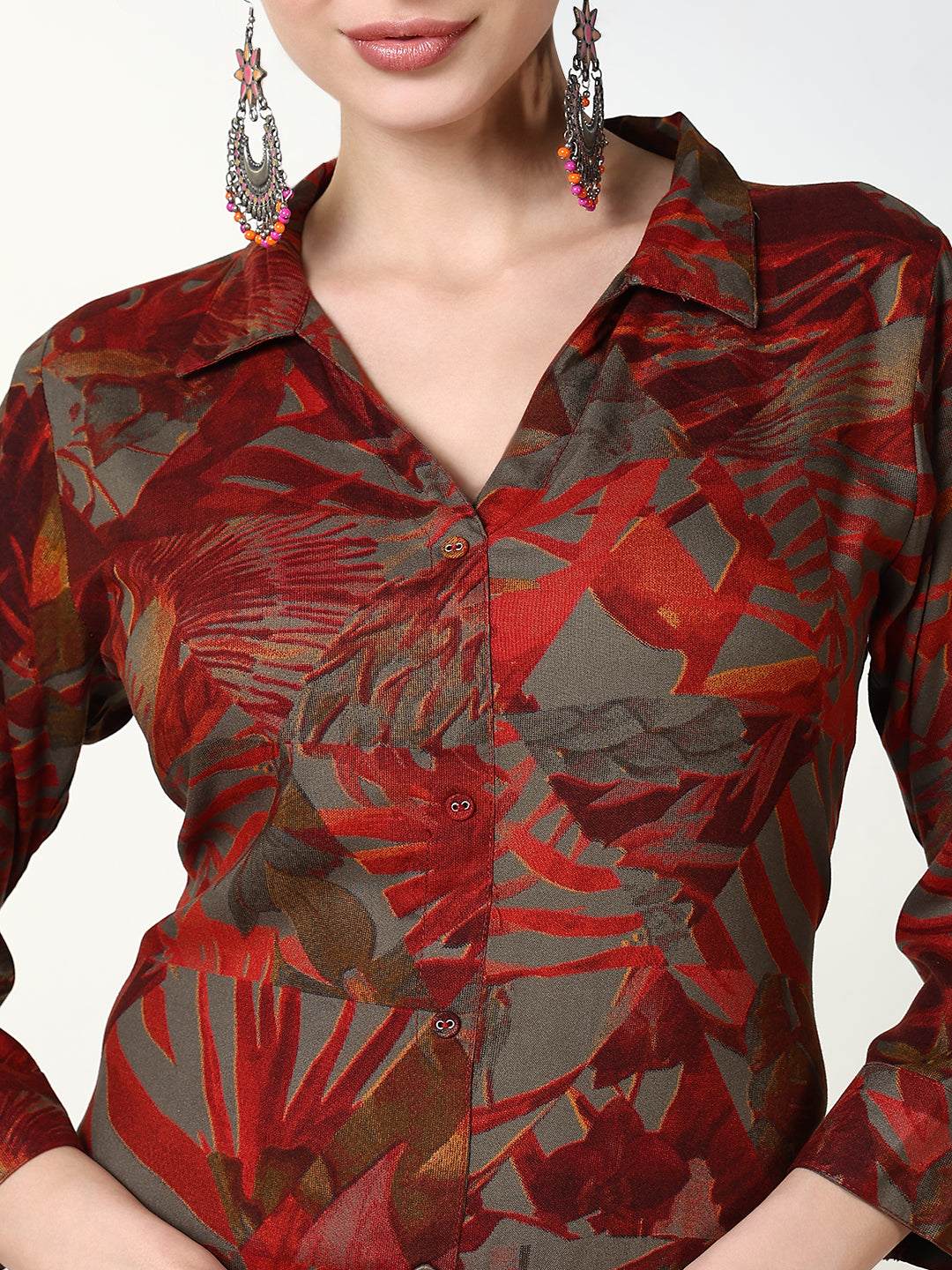 Women Floral Rust A Line Kurta Set