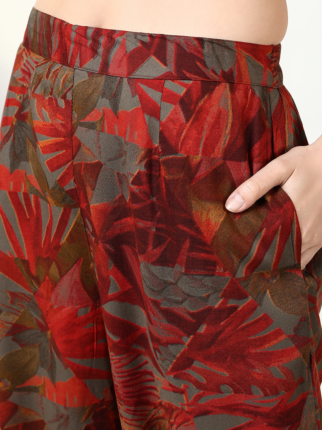 Women Floral Rust A Line Kurta Set