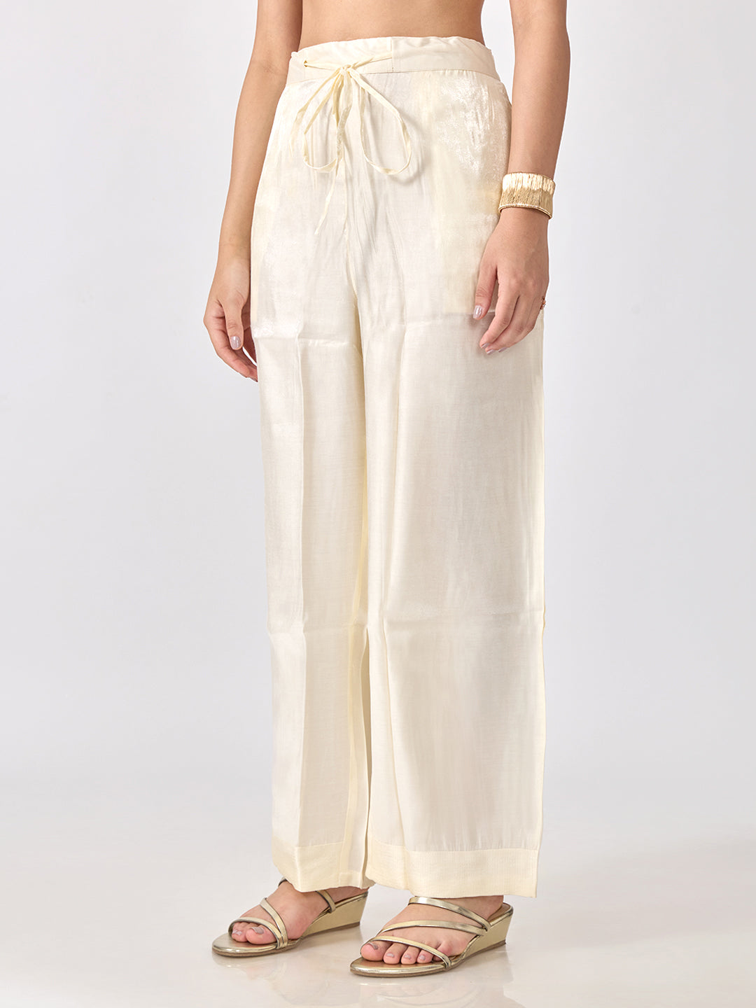 Women’s Floral Embroidered Off White A-Line Kurta Set