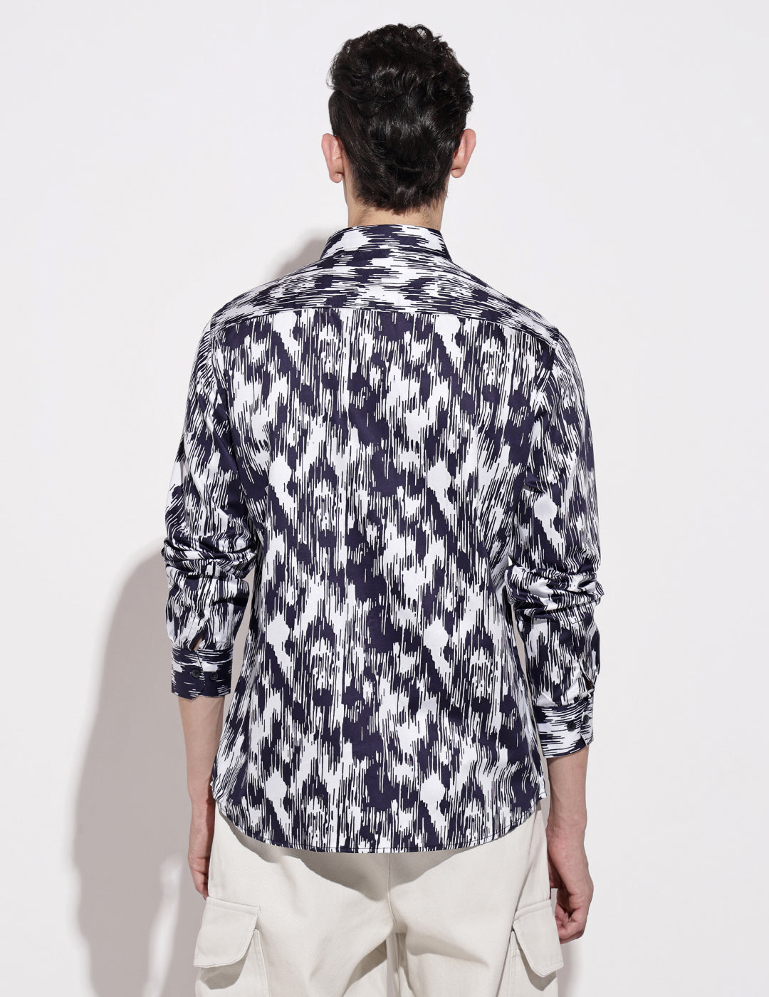 Men's Abstract Print Navy Blue Full Sleeve Regular Fit Shirt