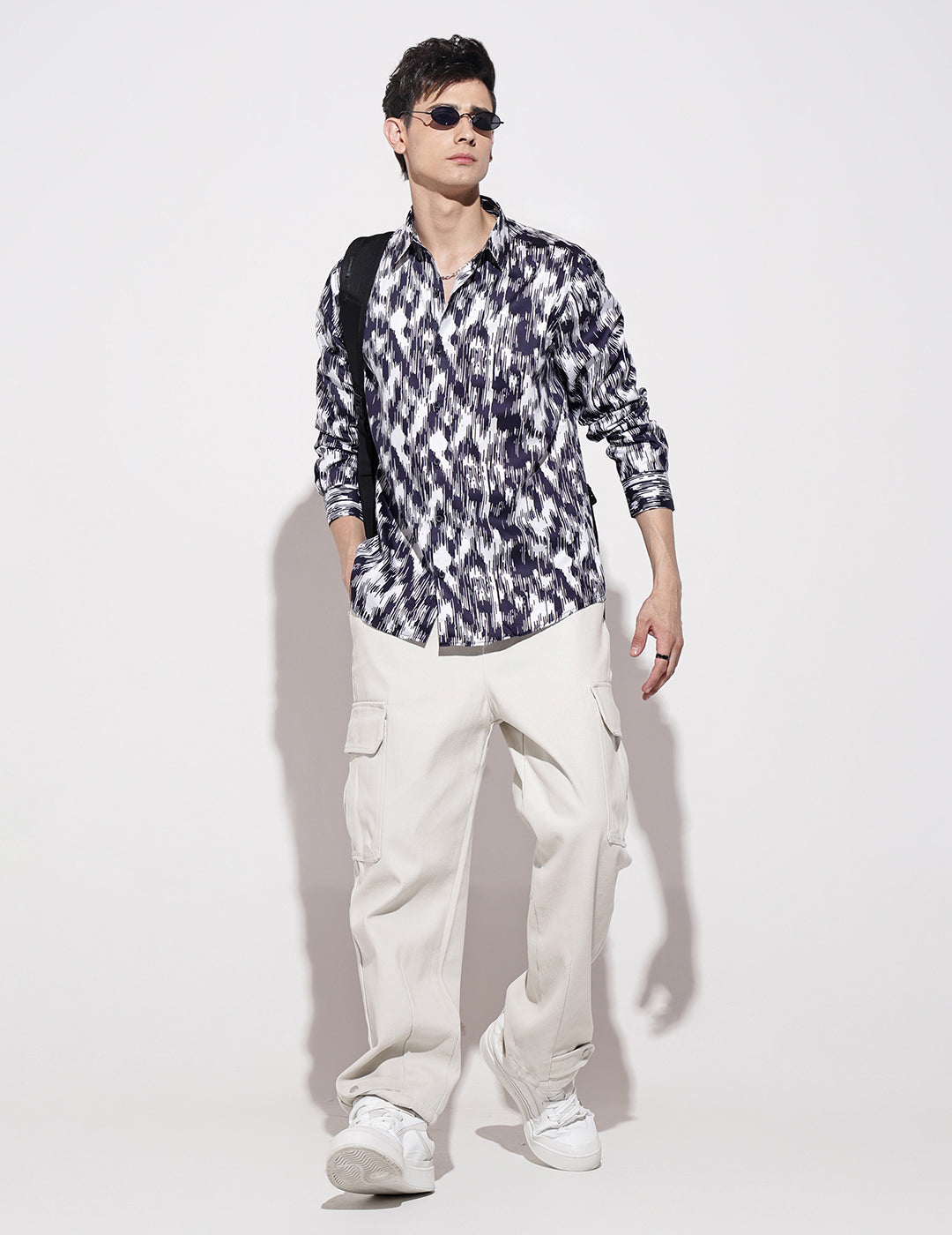 Men's Abstract Print Navy Blue Full Sleeve Regular Fit Shirt