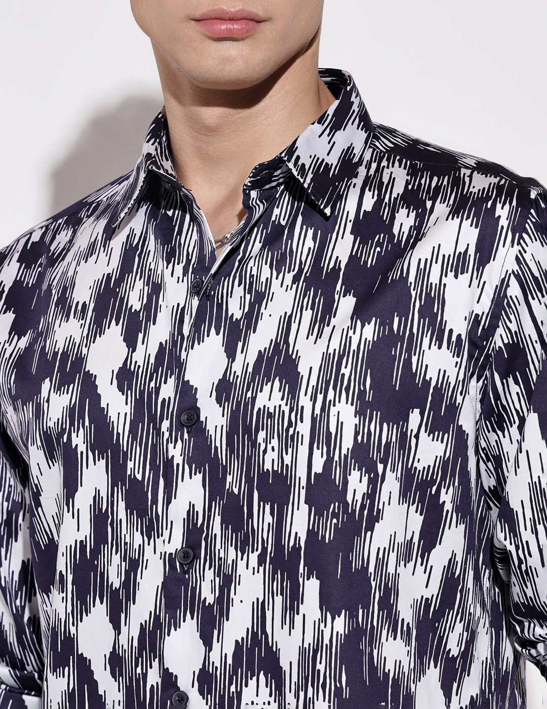 Men's Abstract Print Navy Blue Full Sleeve Regular Fit Shirt