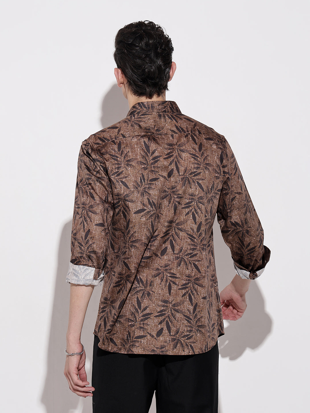 Men's Printed Brown Full Sleeve Regular Fit Shirt