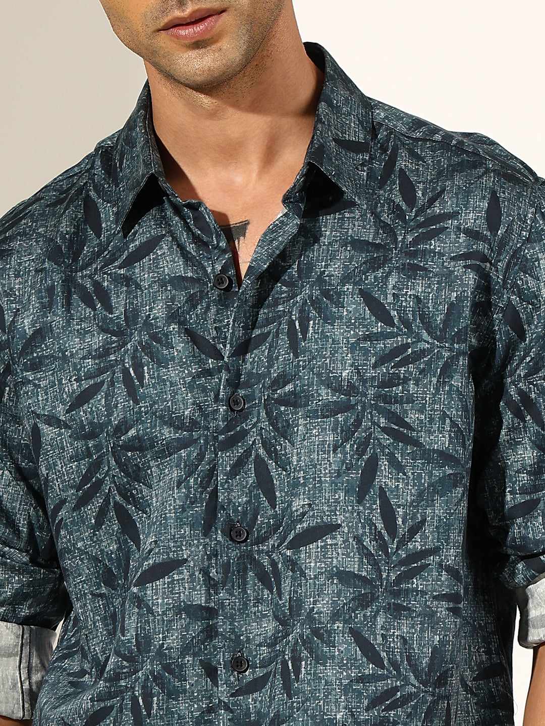 Men's Floral Blue Slim Fit Casual Shirt