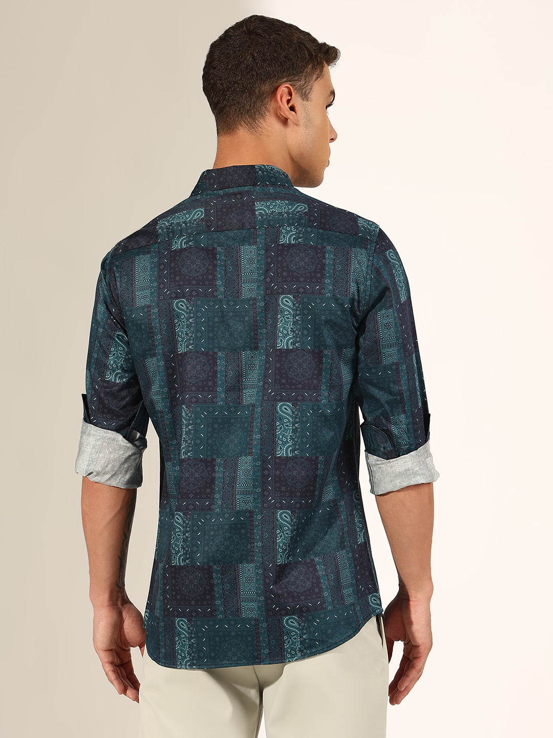 Men's Printed Blue Regular Fit Shirt