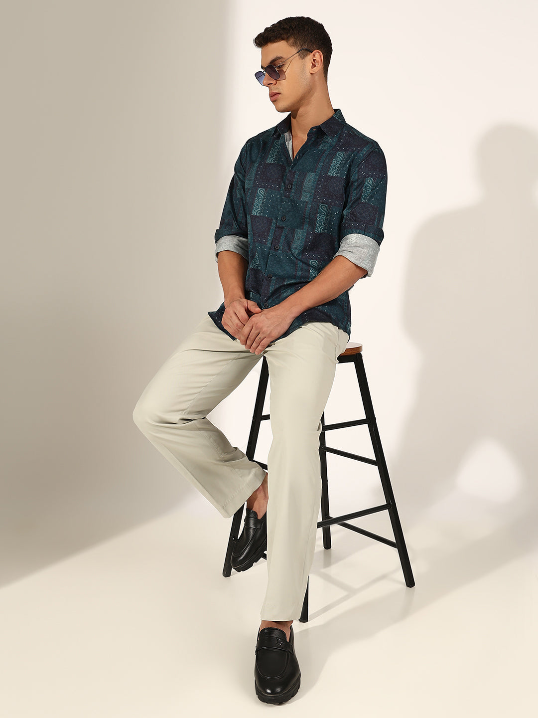 Men's Printed Blue Regular Fit Shirt