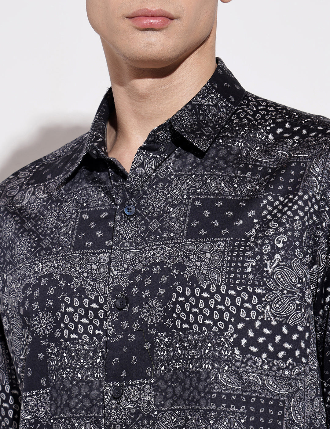 Men's Abstract Print Navy Blue Full Sleeve Regular Fit Shirt