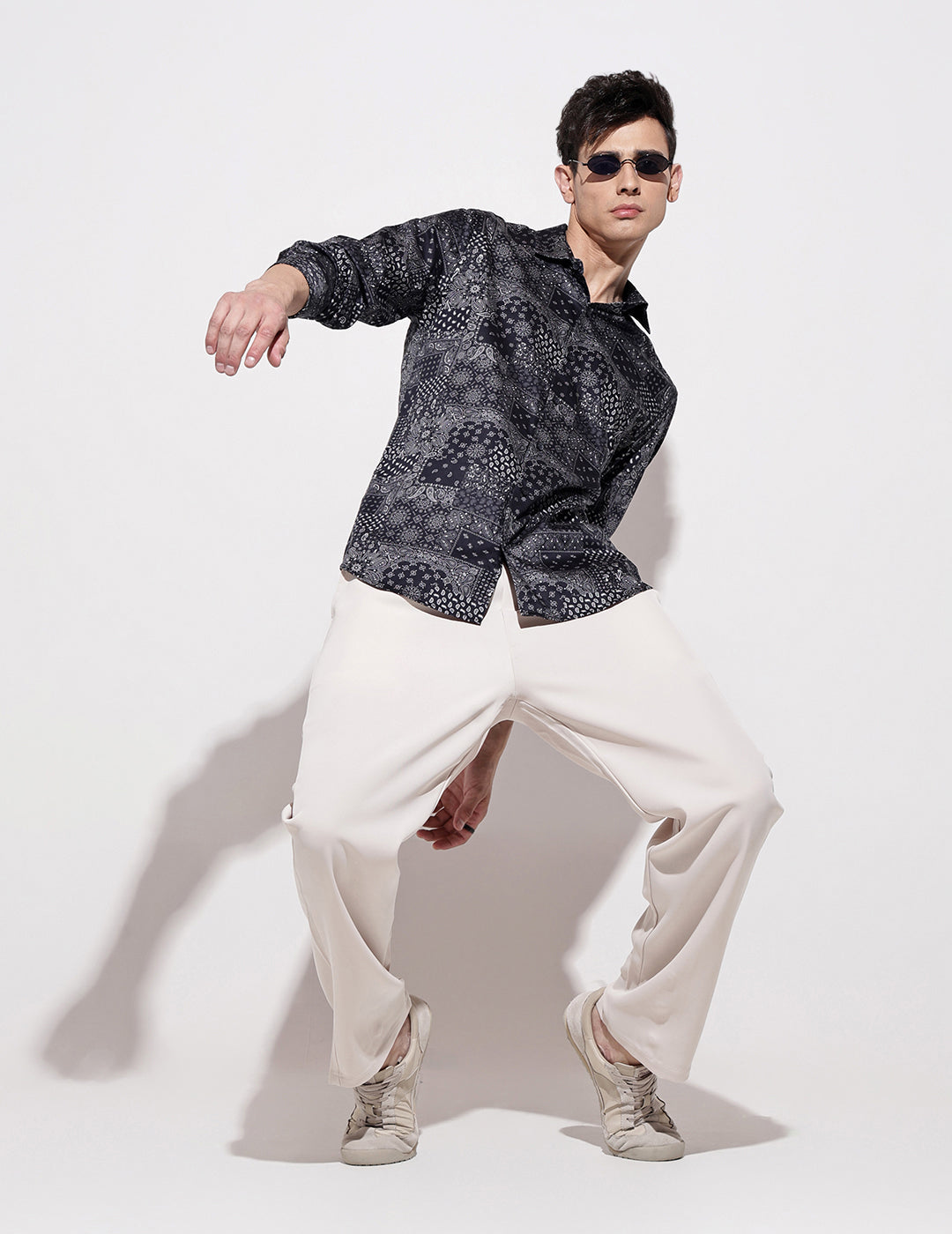 Men's Abstract Print Navy Blue Full Sleeve Regular Fit Shirt