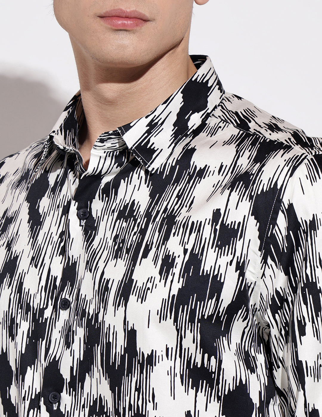 Men's Abstract Print White Full Sleeve Regular Fit Shirt