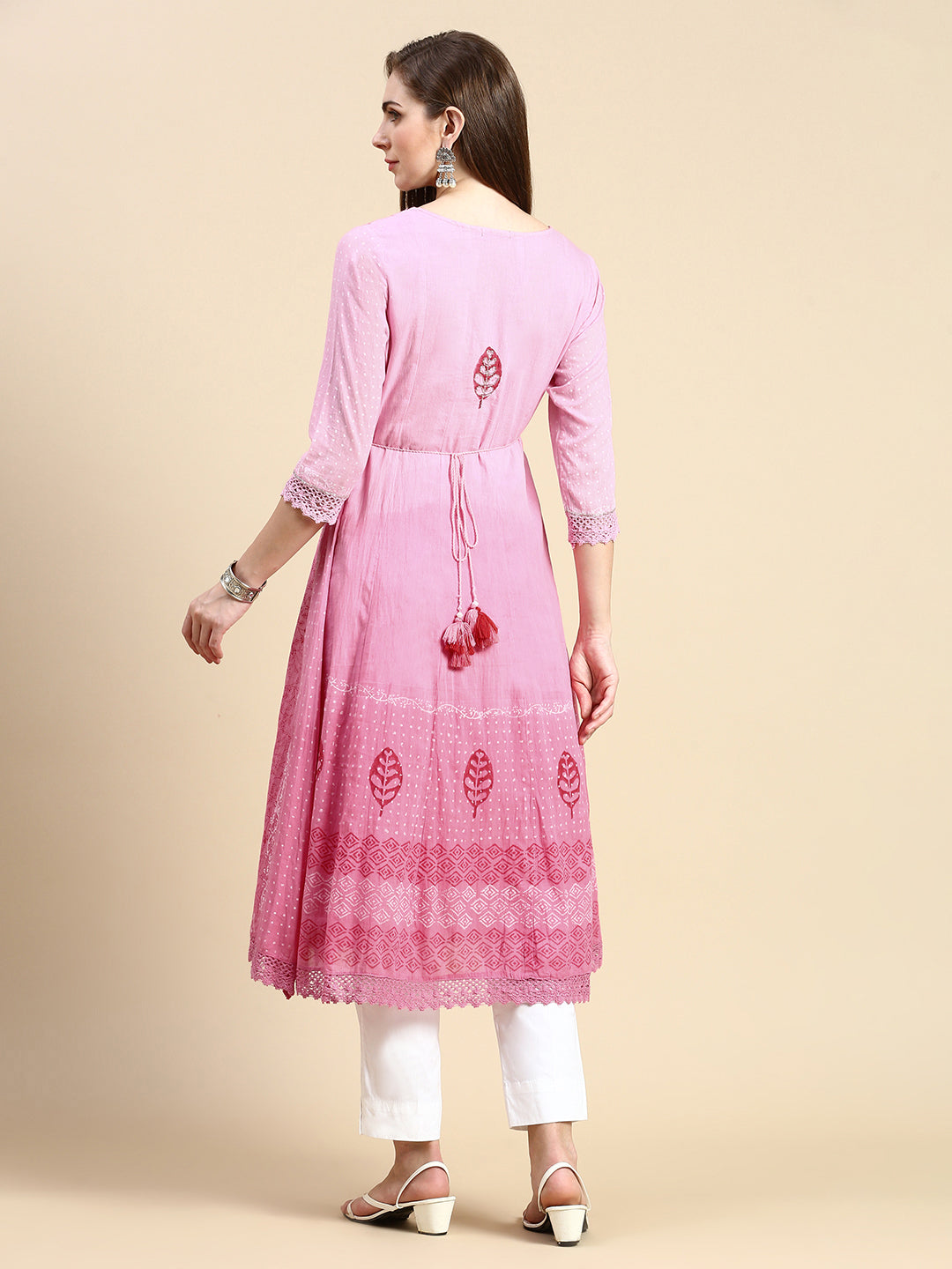 Women Floral Pink Anarkali Kurta