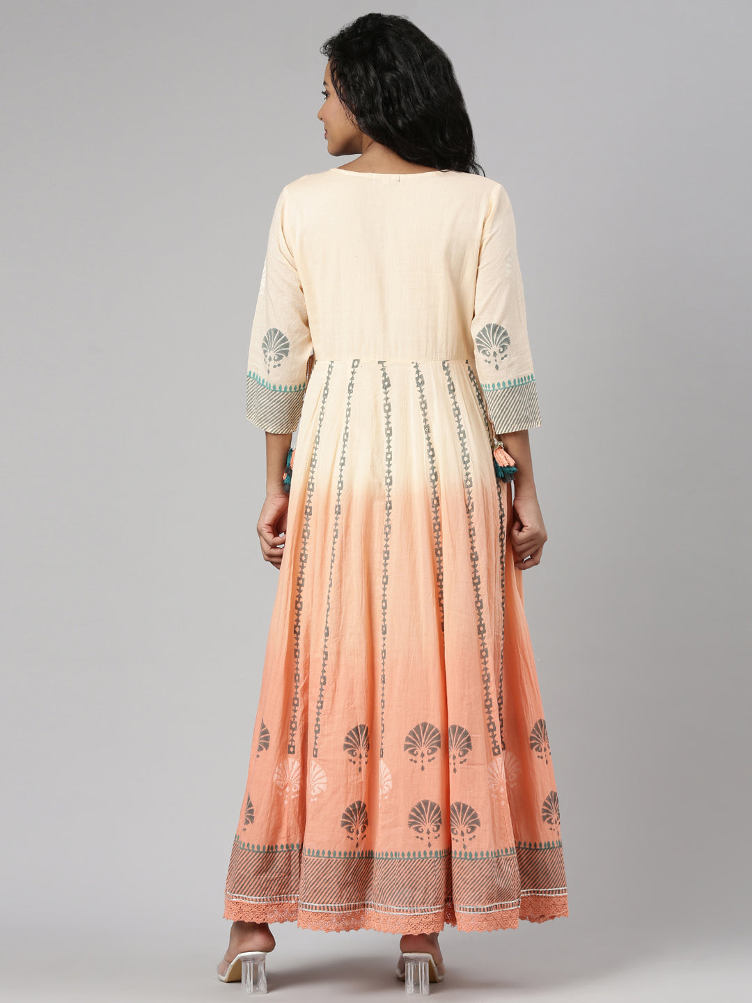 Women Orange Ethnic Motifs Empire Kurta