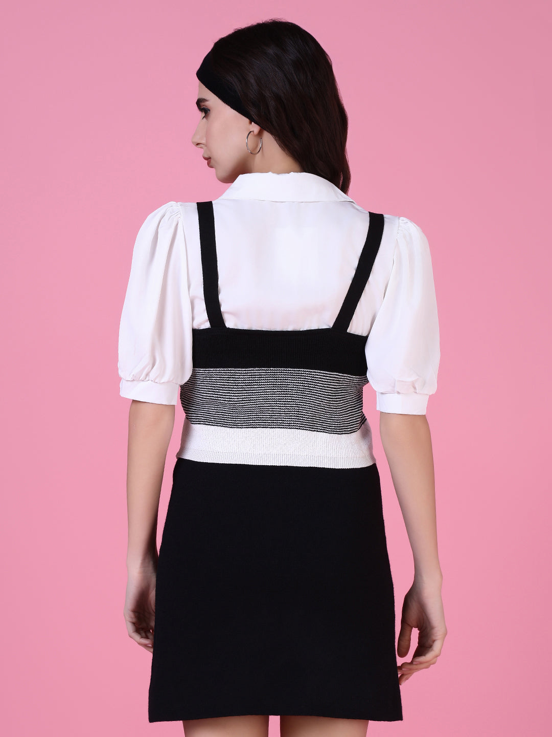 Women's White Solid Shirt Style Top