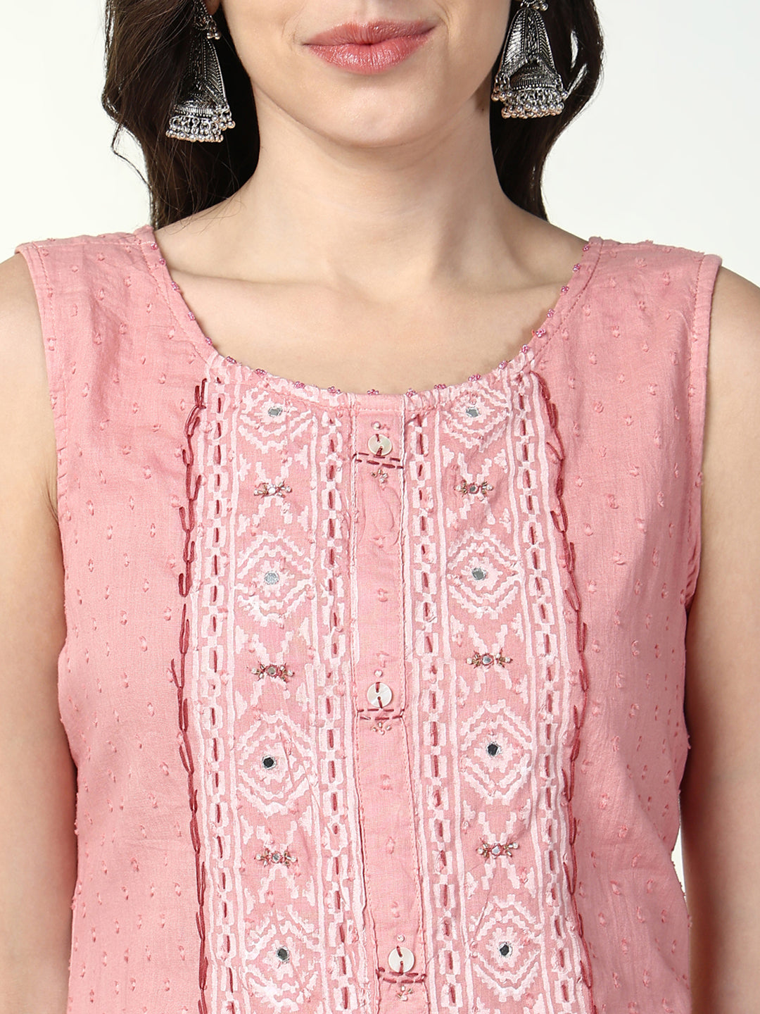 Women Pink Graphic A Line Kurta