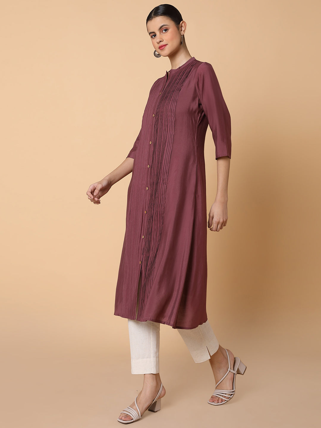 Women Solid Lavender A Line Kurta