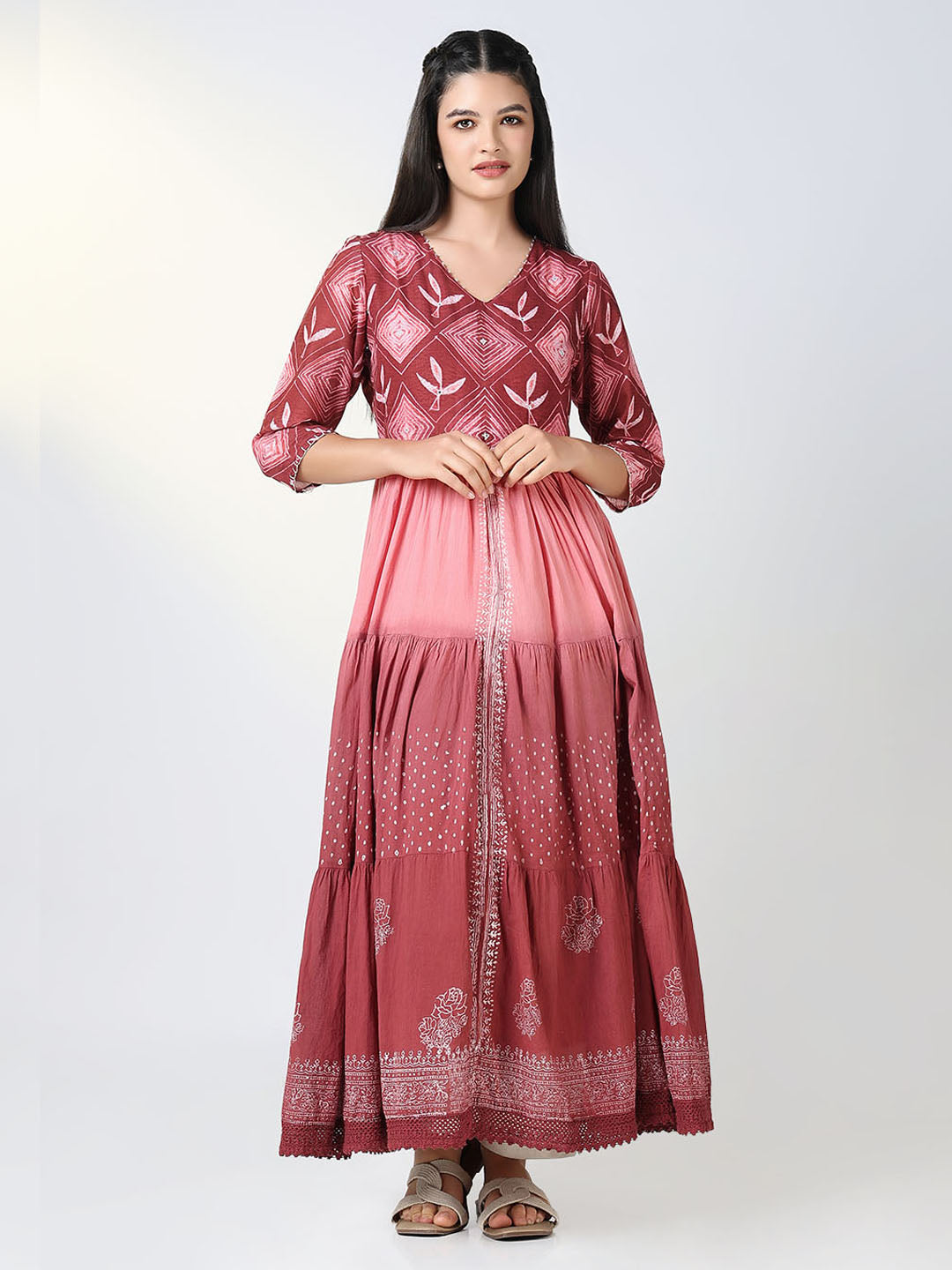 Women Pink Ethnic Motifs Anarkali Kurta