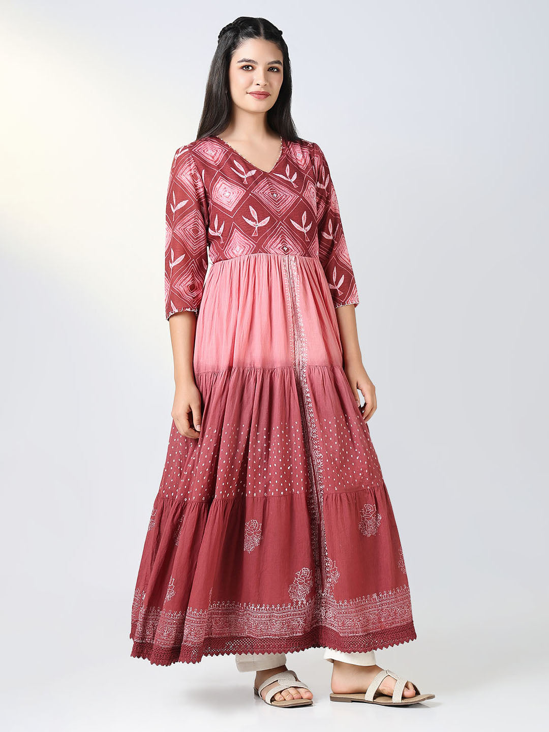 Women Pink Ethnic Motifs Anarkali Kurta