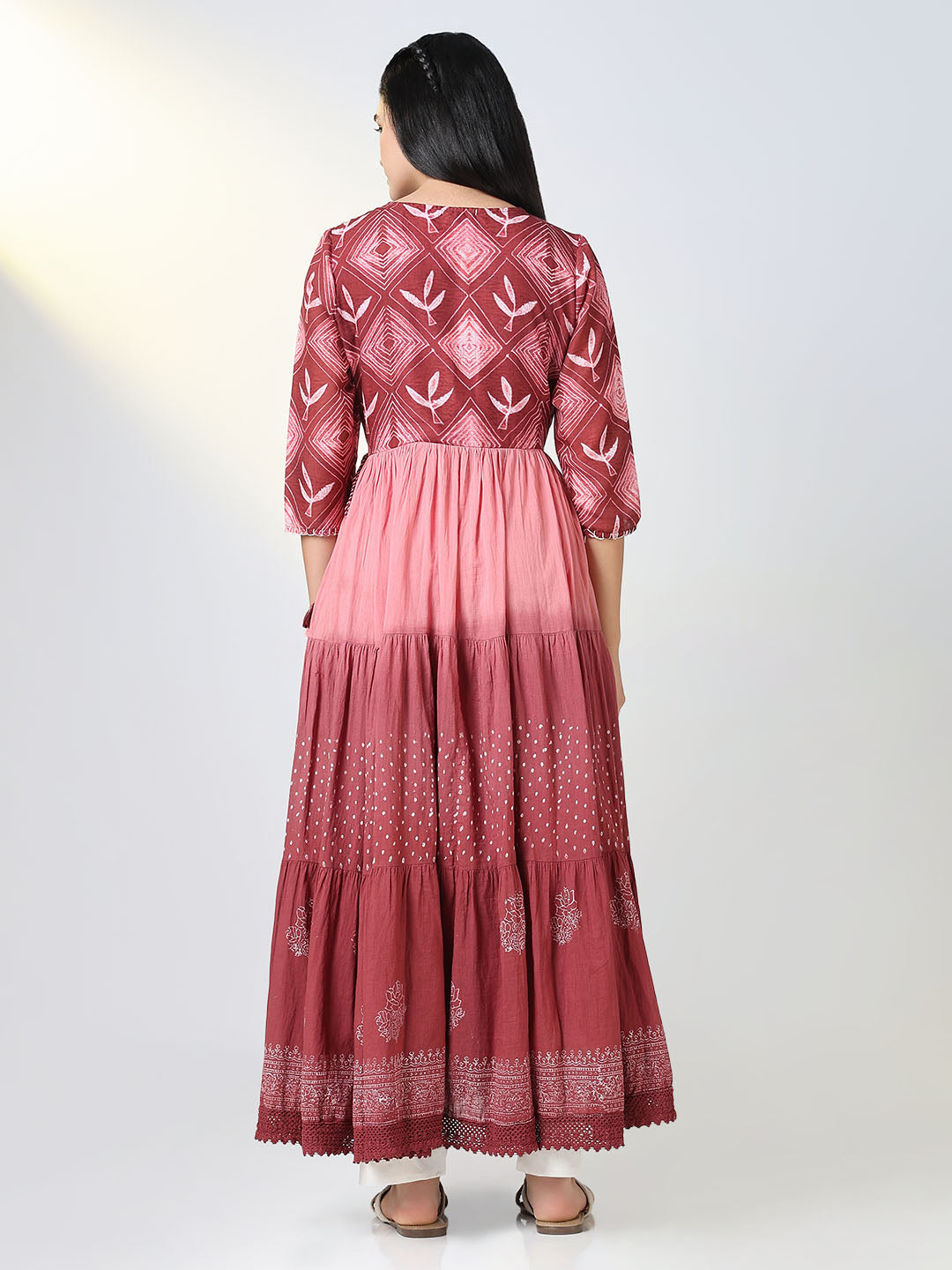 Women Pink Ethnic Motifs Anarkali Kurta