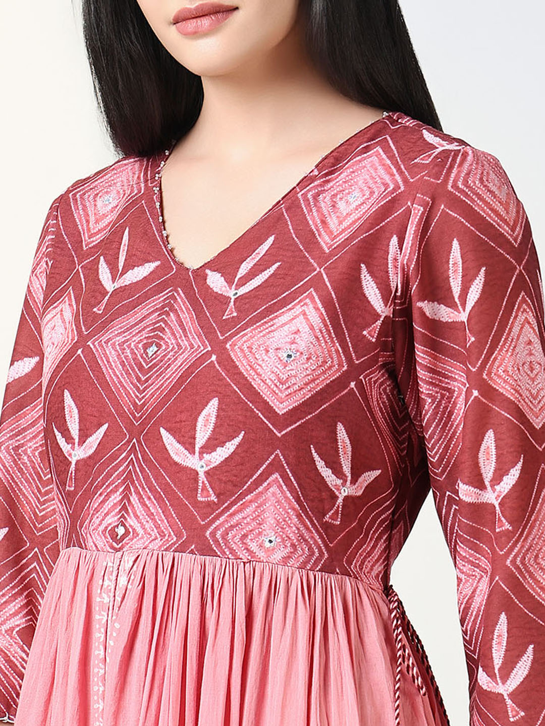 Women Pink Ethnic Motifs Anarkali Kurta