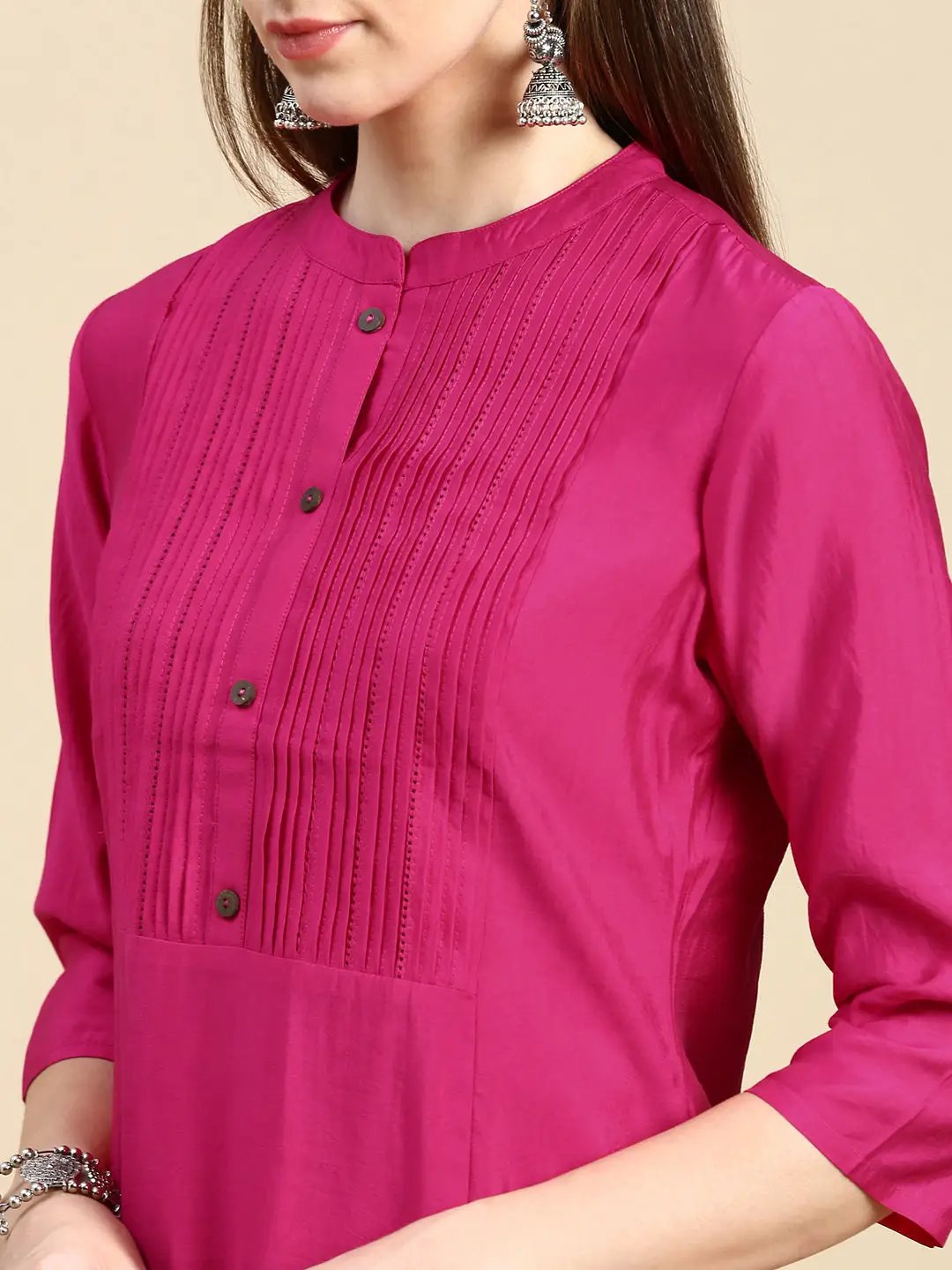Women's Solid Pink Straight Kurta