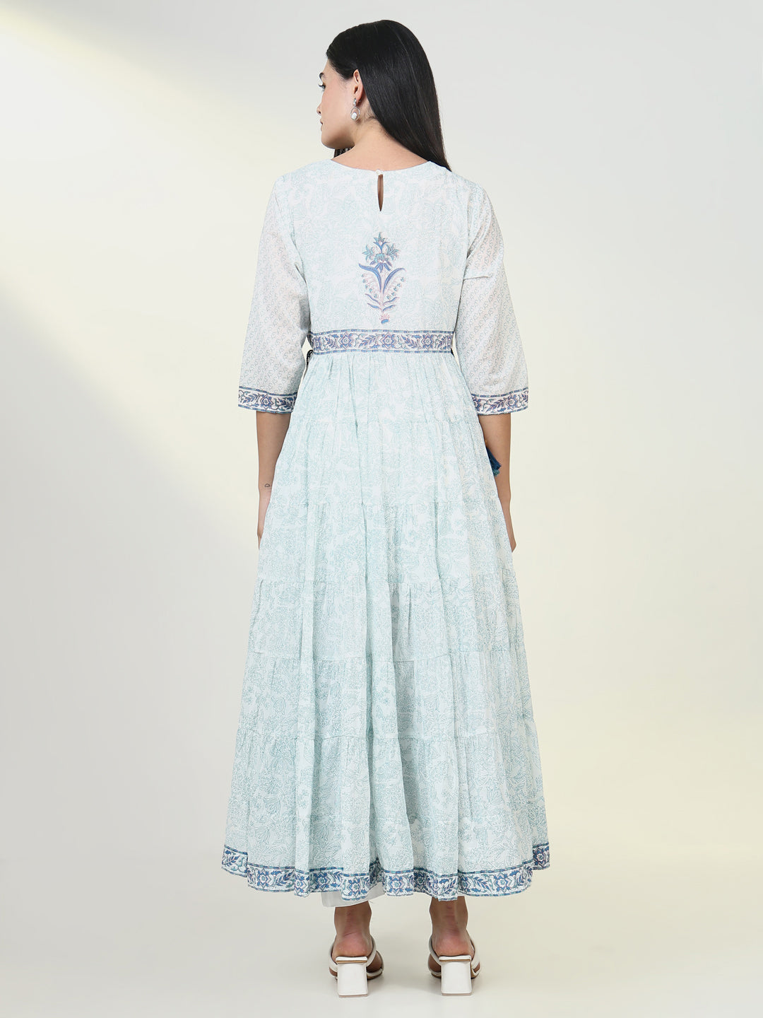 Women Floral Blue Anarkali Kurta