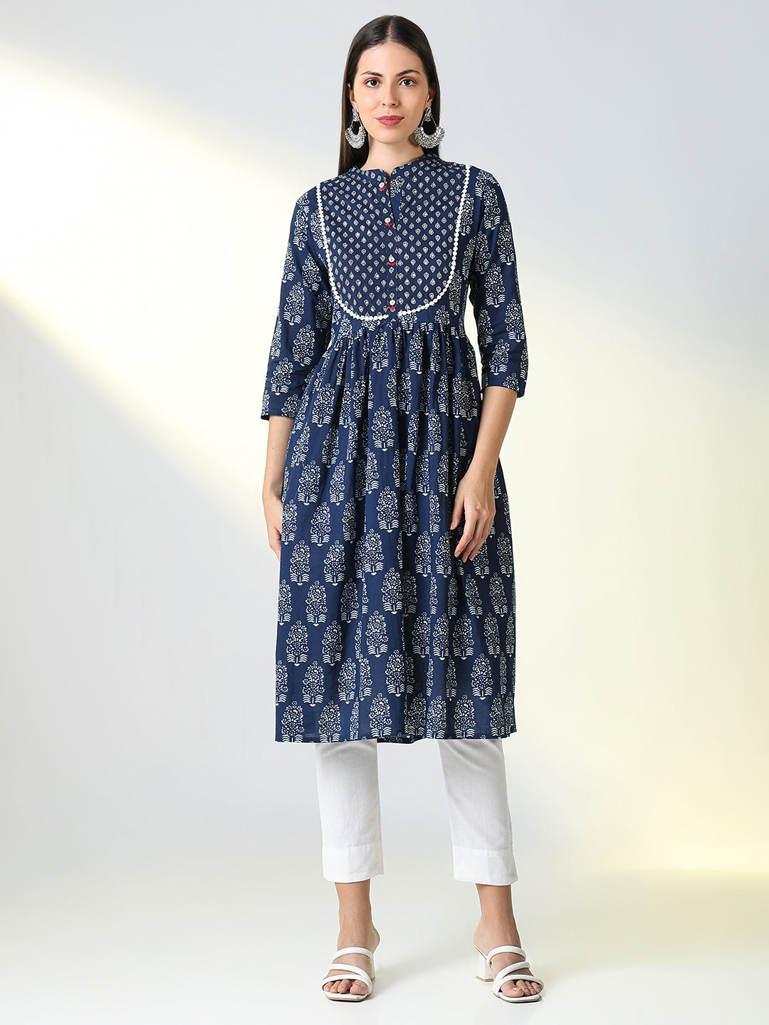 Women Blue Ethnic Motifs Anarkali Kurta