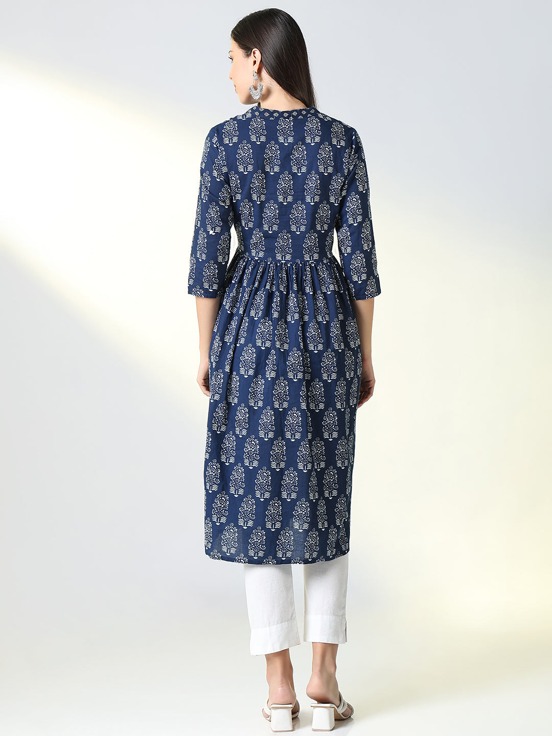 Women Blue Ethnic Motifs Anarkali Kurta