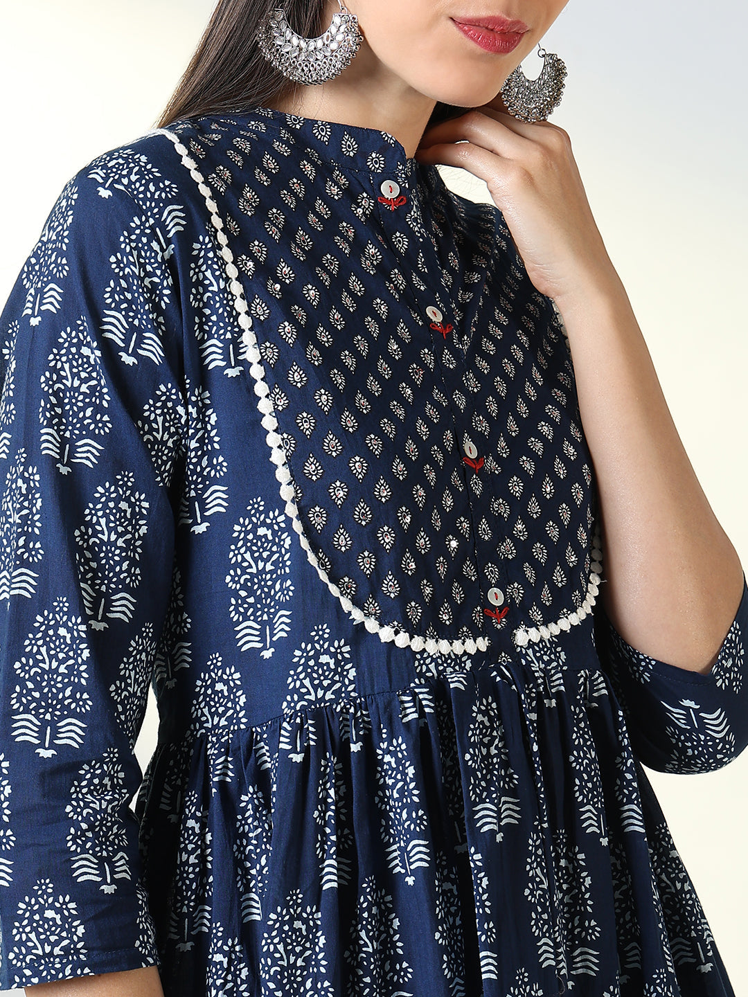 Women Blue Ethnic Motifs Anarkali Kurta