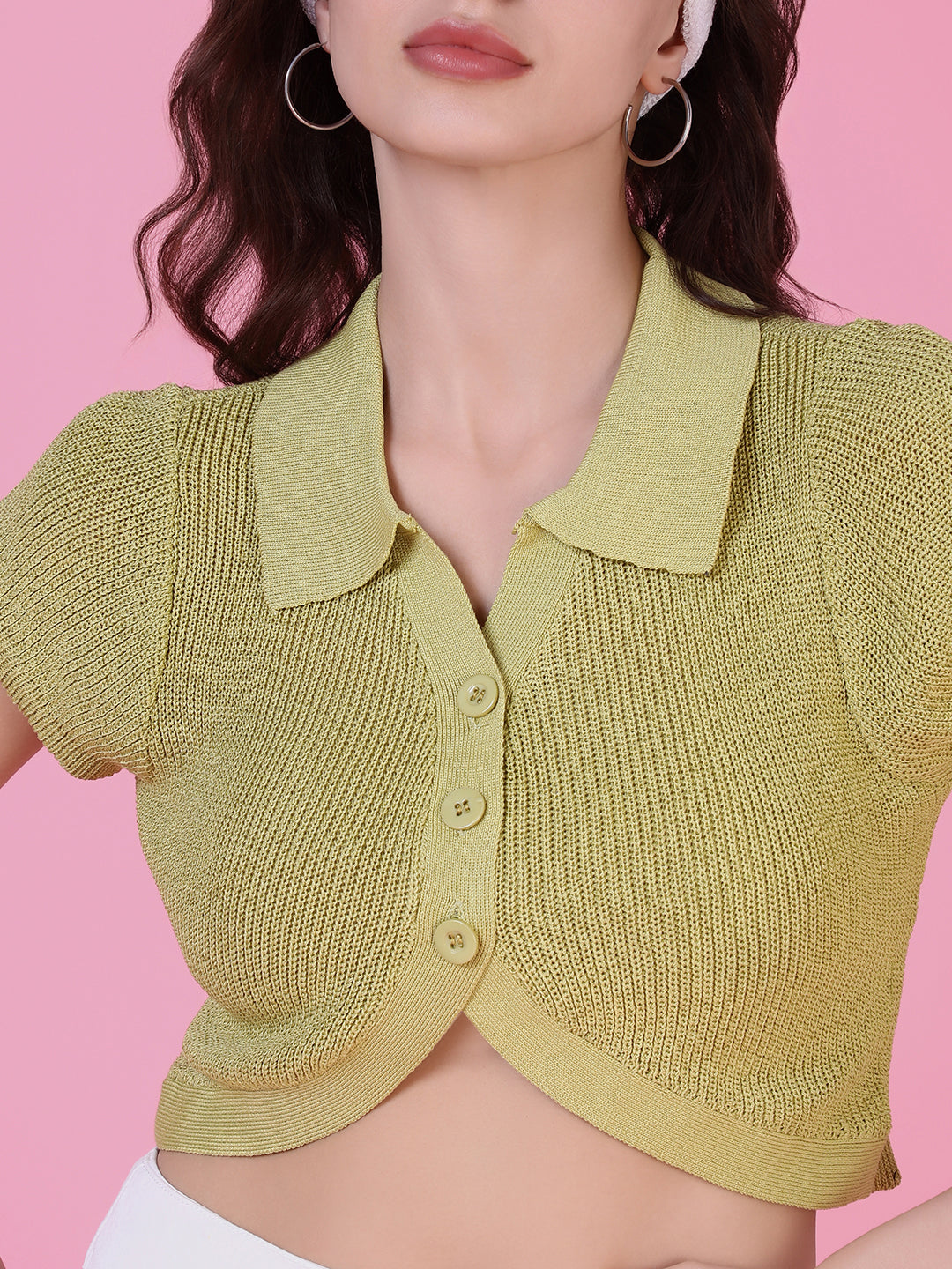 Women Green Solid Crop Top