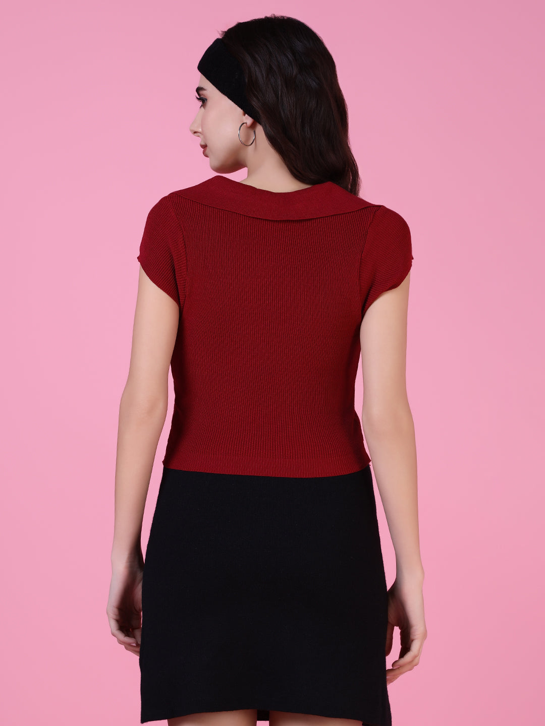 Women Red Solid Fitted Top