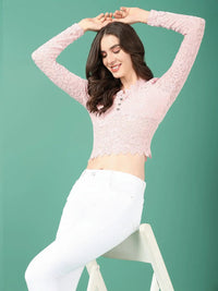 Women's Pink Velvet Top