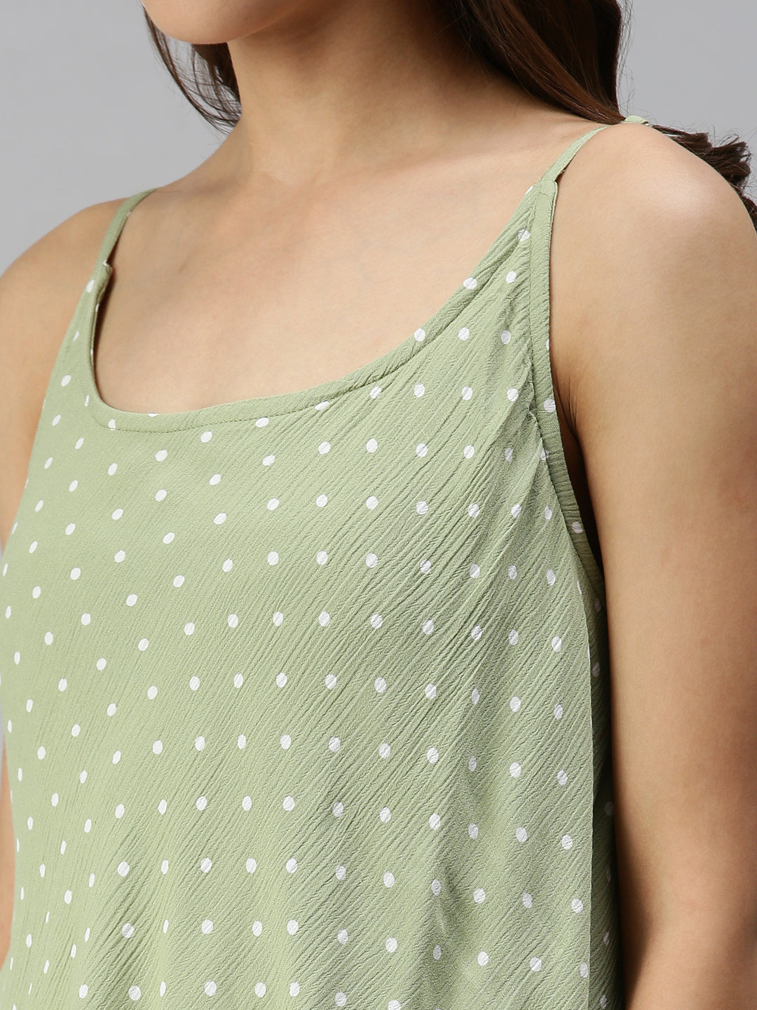 Women Polka-dot A-Line Green Dress