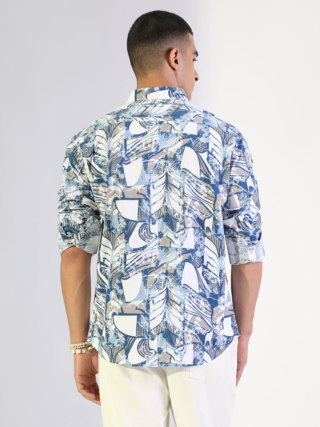 Men's Abstract Blue Regular Fit Casual Shirt