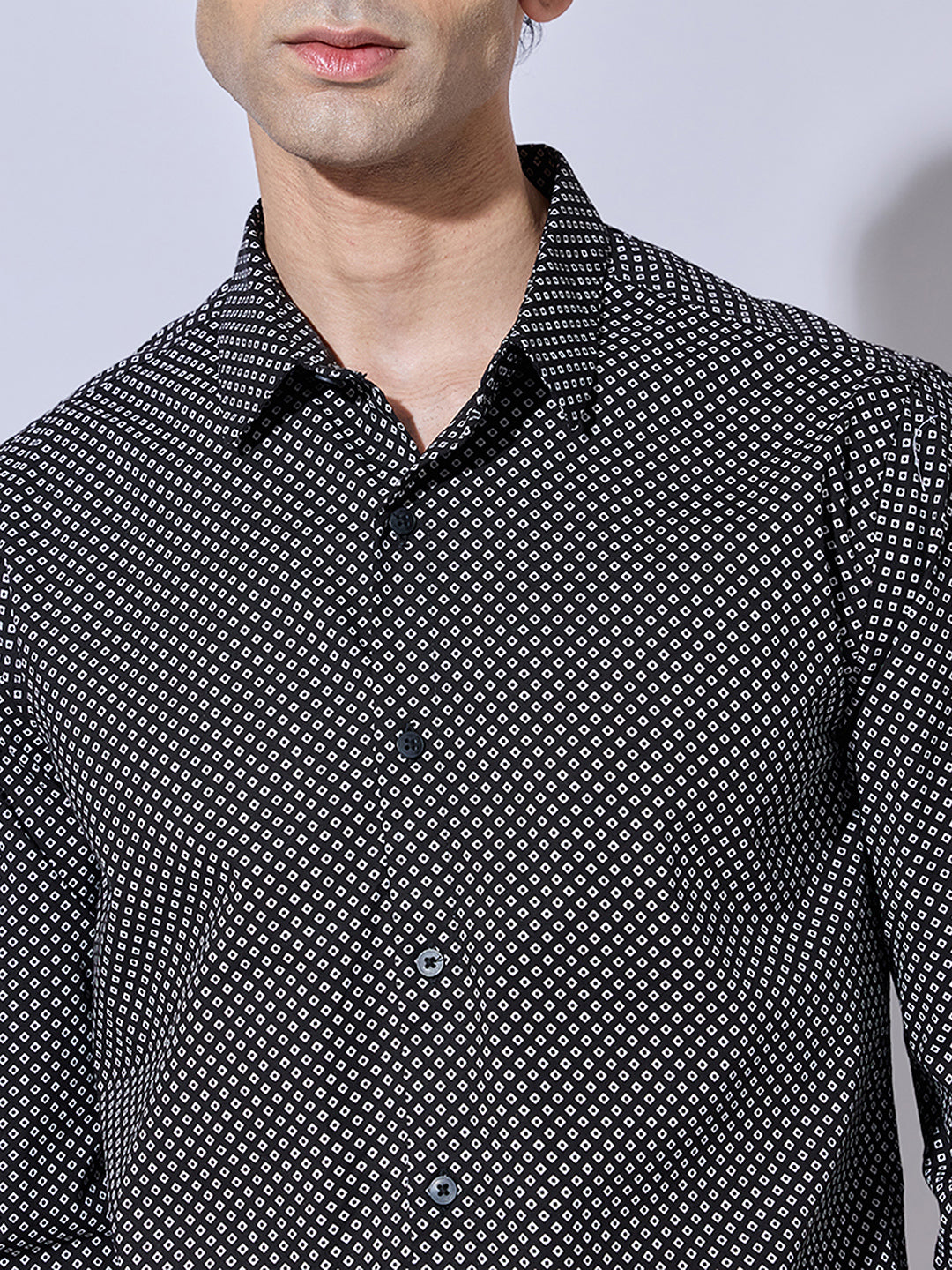 Men's Printed Black Regular Fit Shirt