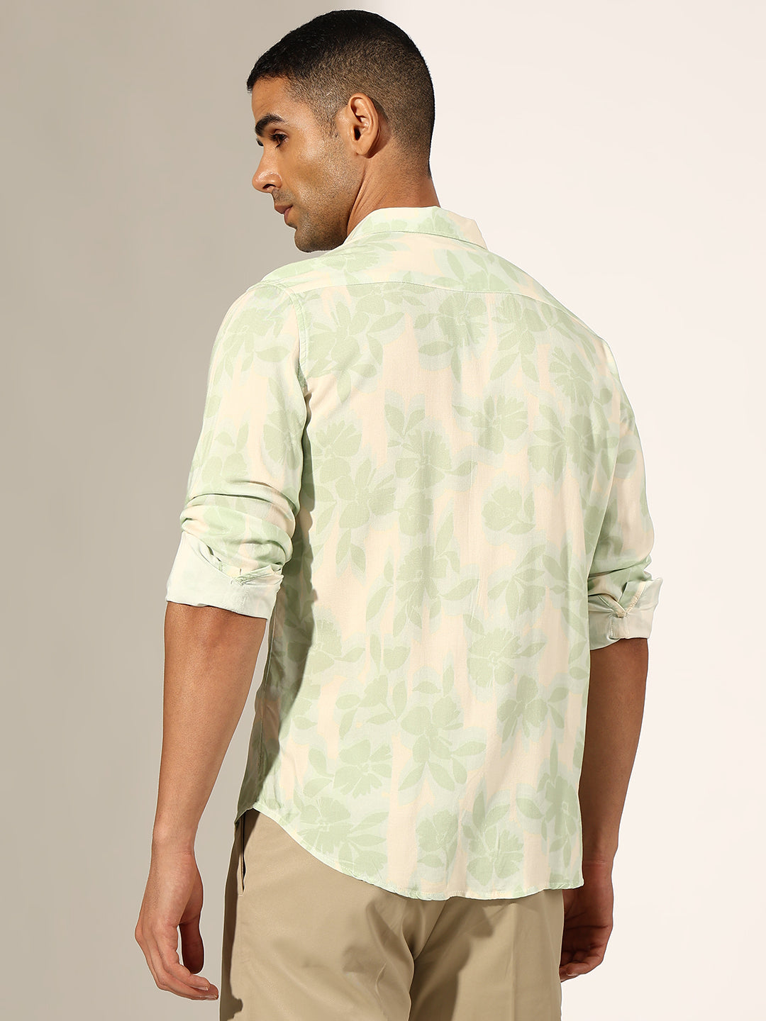 Men's Floral Green Regular Fit Casual Shirt