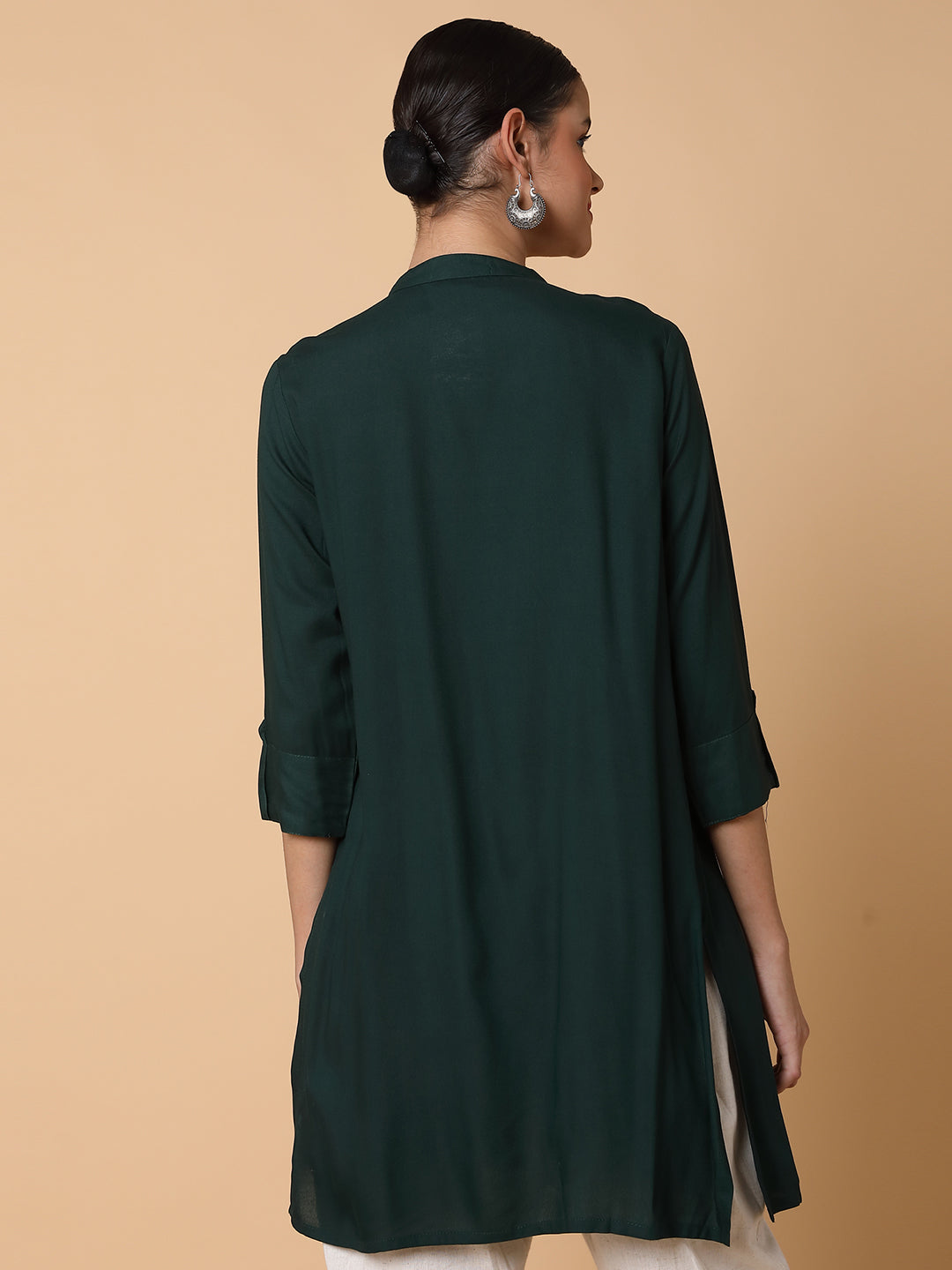 Women's Solid Green Straight Kurti
