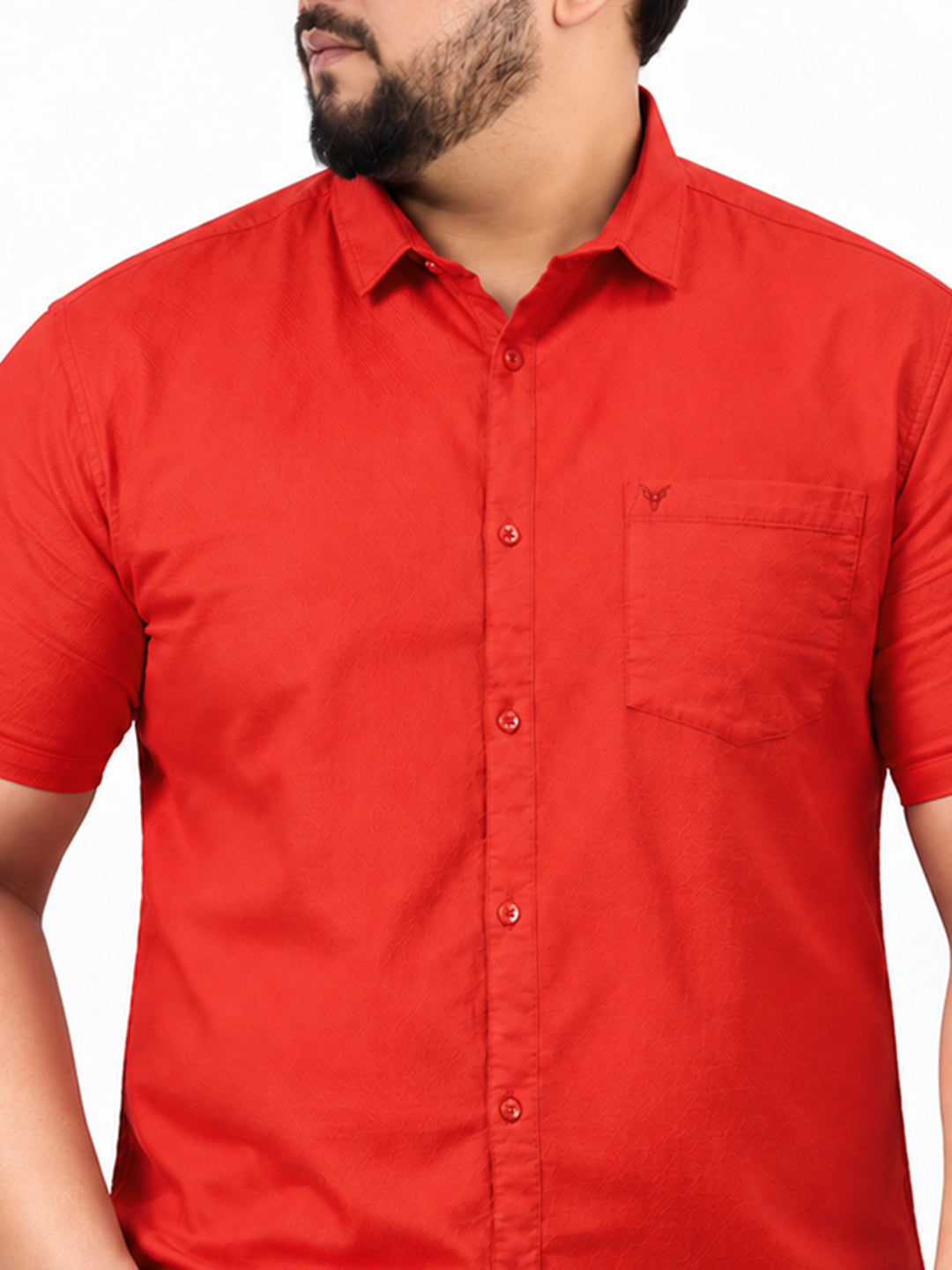 Men’s Red Regular Fit Short Sleeves Shirt with Chest Pocket