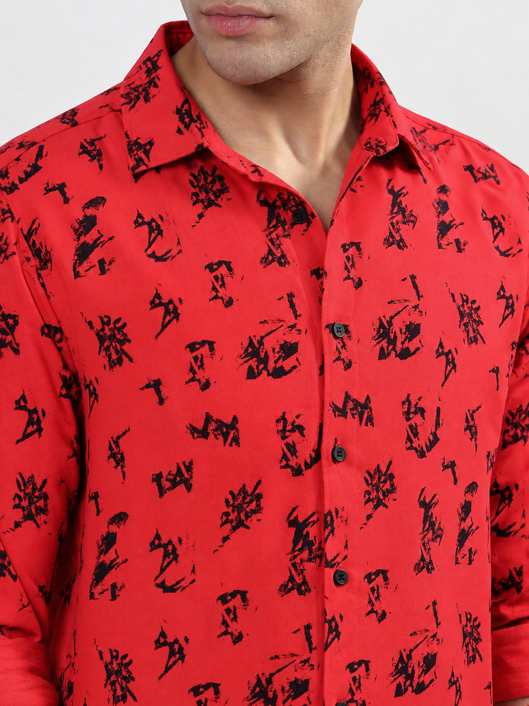 Men’s Vertical Stripes Red Slim Fit Long Sleeves Casual Shirt