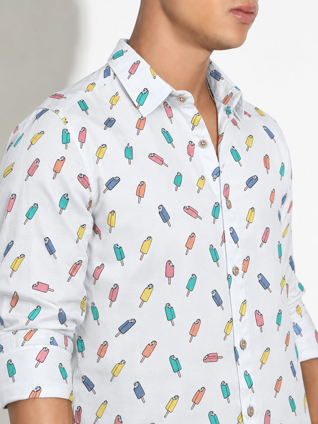 Men’s Graphic Printed Blue Slim Fit Long Sleeves Casual Shirt