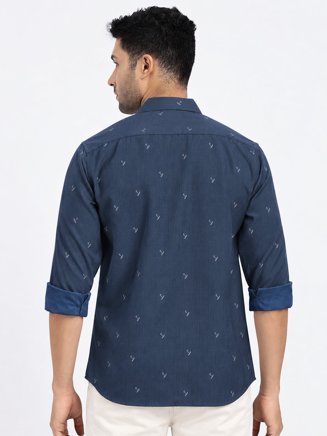 Men’s Graphic Printed Navy Blue Regular Fit Shirt